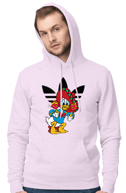 Мужское худи с принтом Adidas Дональд Дак. Adidas, daisy duck, donald duck, адидас, дейзи дак, дональд дак, мультсериал, мультфильм. 2070702