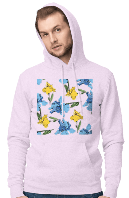 Чоловіче худі з принтом "Квіти Іриси". 8 березня, andreyanush, весна, весняний подарунок, день матері, день народження, літній подарунок, літо, подарунок дружині, подарунок коханій, подарунок мамі. 2070702