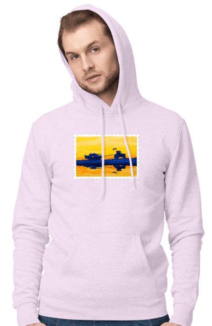 Men`s hoodie with prints New brand, tractor pulling tank. Brand, good evening, no war, tractor troops, ukraine stamp, ukrposhta, ukrposhta stamp. 2070702