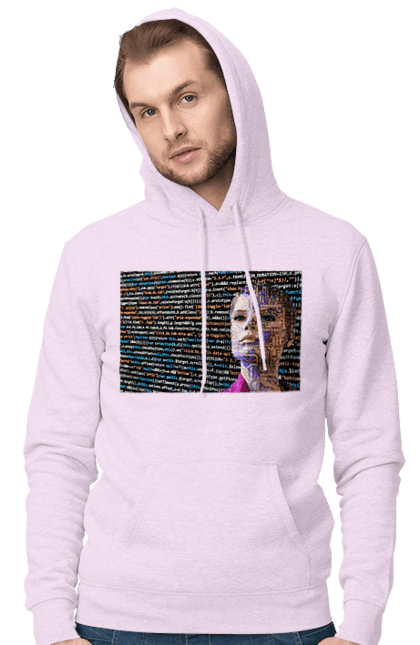 Чоловіче худі з принтом "Штучний Розум". Айті, айтішник, гик, жінка, знання, інженер, інтелект, кібер, кібернетика, кіборг, код, комп, комп`ютерник, кристал, машинне навчання, мікросхема, мозок, портрет, програміст, професіонал, професія, розробник, розум, світиться, світло, хакер, чіп, штучний інтелект, штучний розум. 2070702