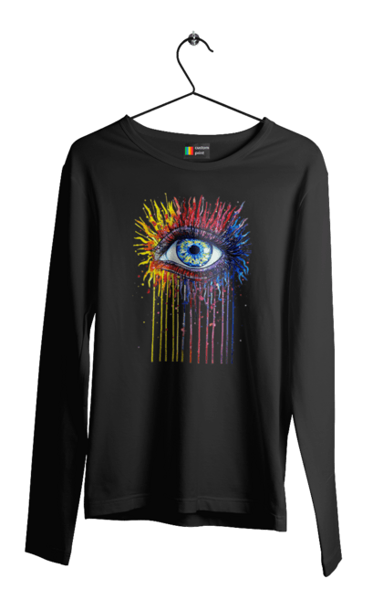 Чоловічий лонгслів з принтом "Барвисто Тече Око". Очей, фарби. 2070702