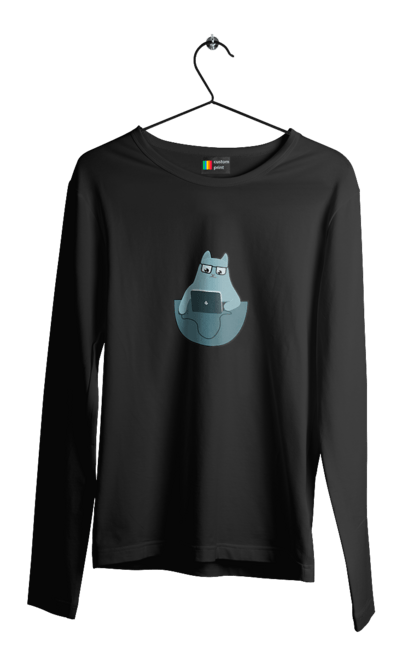 Чоловічий лонгслів з принтом "Кіт програміст". Angular, c, css, html, it, javascript, jquery, php, python, react, svelt, vue, айтишник, айті, гумор, код, кодувати, прогер, програміст, програмісти, ти ж, ти ж програміст, тиж програміст. 2070702