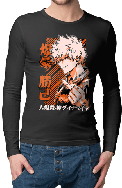 Чоловічій лонгслів з принтом "Моя академія героїв Бакуго". Bakugo, katsuki, katsuki bakugo, my hero academia, академія юей, аніме, бакуго, кацукі бакуго, манга, моя геройська академія. 2070702