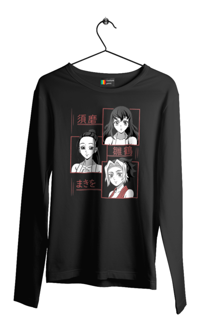 Men's longsleeve with prints Demon Slayer Hinatsuru, Makio and Suma. Demon slayer, hinatsuru, makio, suma, tengen. 2070702