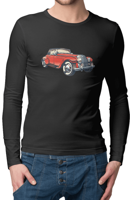 Чоловічий лонгслів з принтом "Автомобіль Раритет". Авто, автомобіль, ретро. 2070702