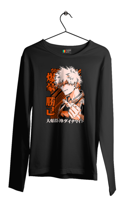 Чоловічій лонгслів з принтом "Моя академія героїв Бакуго". Bakugo, katsuki, katsuki bakugo, my hero academia, академія юей, аніме, бакуго, кацукі бакуго, манга, моя геройська академія. 2070702