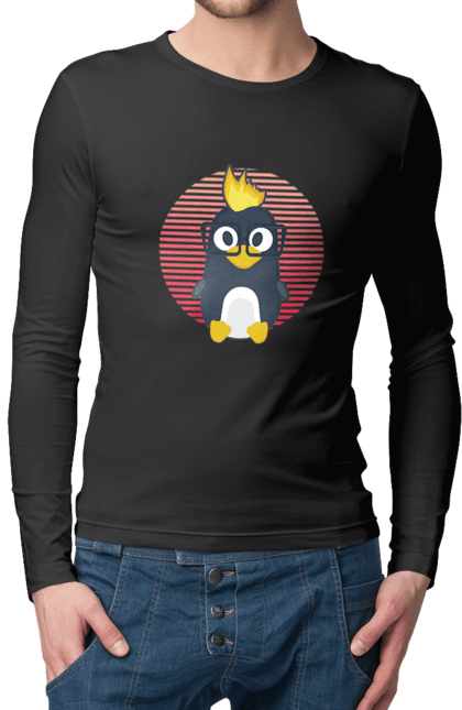 Чоловічий лонгслів з принтом "Лінукс". Айті, айтішнік, девелопер, іт, программіст, розробник. 2070702