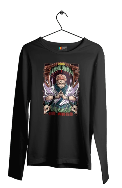 Мужской лонгслив с принтом Магическая битва Сукуна. Anime, jujutsu kaisen, manga, sukuna, аниме, магическая битва, манга, мистика, сукуна, тёмное фэнтези. 2070702