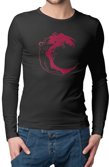 Men`s longsleeve with prints Moon girl. Cosmic, girl, moon, space, stars. 2070702