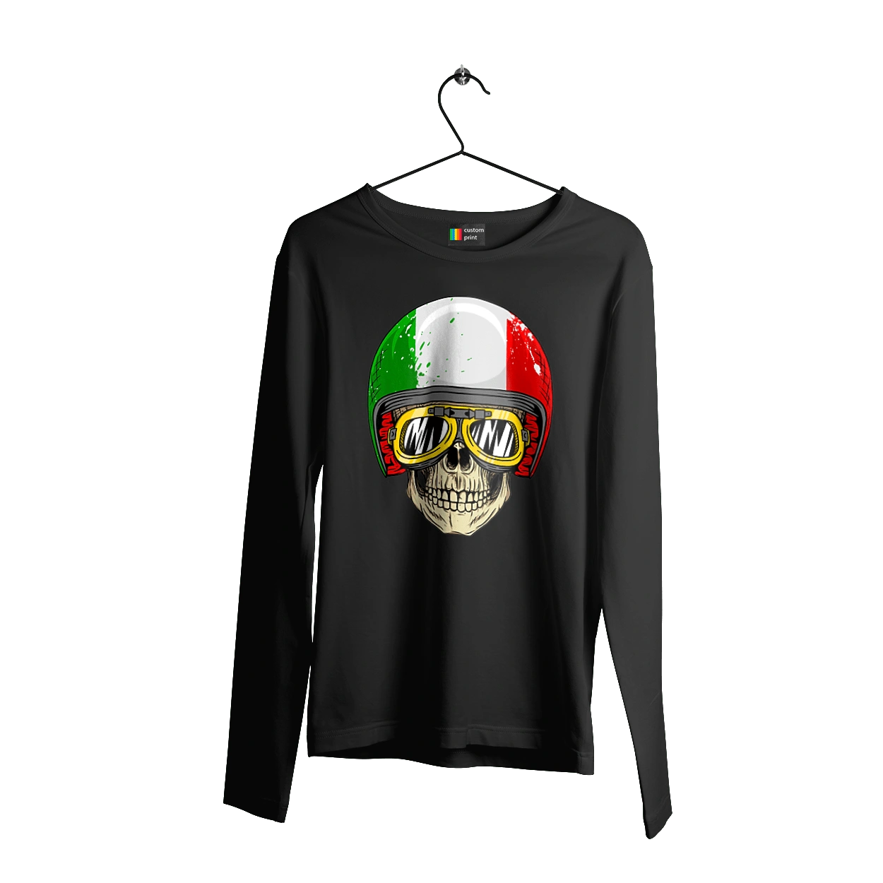 Skull in a motorcycle helmet