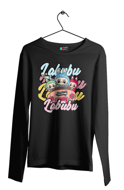 Чоловічий лонгслів з принтом "Лабубу". Іграшка лабубу, лабубу, лабубу кока кола, мерч лабубу, мила, рожева лабубу, смішна лабубу. 2070702