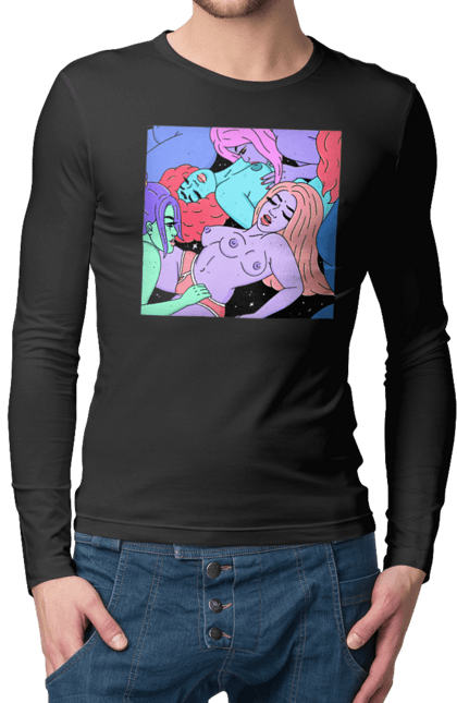 Чоловічий лонгслів з принтом "Дівчата Інопланетянки". Дівчата, інопланетянки, космос, різнокольорові. 2070702