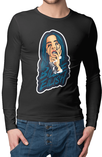 Чоловічий лонгслів з принтом "Billie Eilish". Активістка, біллі айліш, мизукант, права, співачка, тварини. 2070702