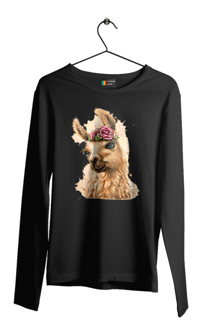 Чоловічий лонгслів з принтом "Лама Портрет". Лама, портрет, тварина. 2070702