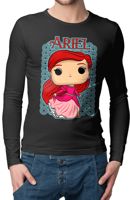 Мужской лонгслив с принтом Ариэль. Ariel, little mermaid, ариэль, принцесса, русалочка, сказка. 2070702