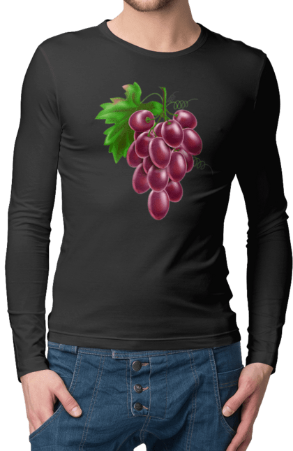 Чоловічий лонгслів з принтом "Виноград". Виноград, фрукт. 2070702
