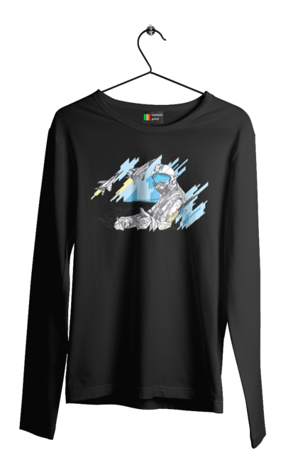 Чоловічий лонгслів з принтом "Слава збройним силам України". День захисника, день захистиць, марка, подяка, слава зсу, укрпошта. 2070702