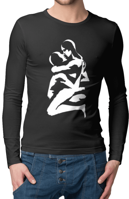 Чоловічий лонгслів з принтом "Білі Тіла". Жінка, контур, тіла, чоловік. 2070702