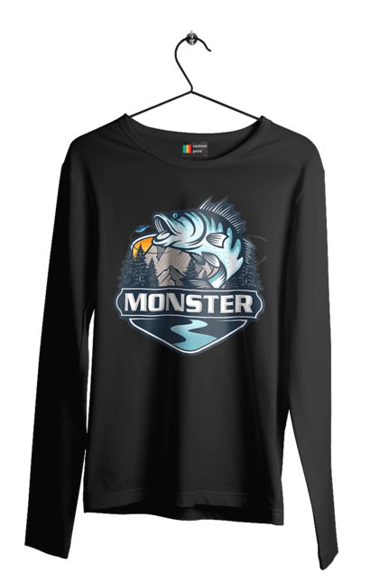 Чоловічий лонгслів з принтом "Рибалка". Монстер, рибак, рибалка, хоббі. 2070702