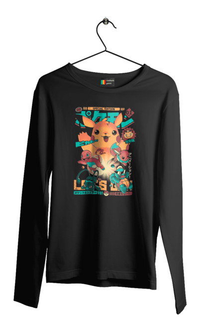 Чоловічий лонгслів з принтом "Пакемон". Anime, pokemon, x та y, xy z, алмаз та перли, біле та чорне, бойовий вимір, галактичні битви, долі суперників, игри, майстер пригоди, переможці ліги синно, покемон бульбазавра, покемон сквірта, покемон чармандера, пригоди в колос, пригоди у юнові, серіал покемон, хлопчик еш. 2070702