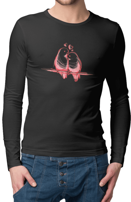 Чоловічий лонгслів з принтом "Закохані Попугайчики". Закохані, папуги. 2070702