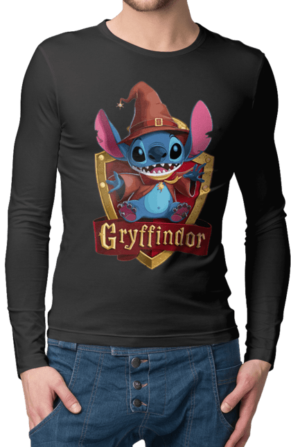 Чоловічій лонгслів з принтом "Стіч Ґрифіндор". Gryffindor, harry potter, hogwarts, stich, гаррі поттер, грифіндор, стіч, факультет, франшиза, хогвартс. 2070702