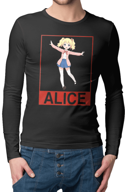 Men's longsleeve with prints Kiniro Mosaic Alice Cartelet. Alice, alice cartelet, anime, gold mosaic, kiniro mosaic, kinmoza, manga. 2070702