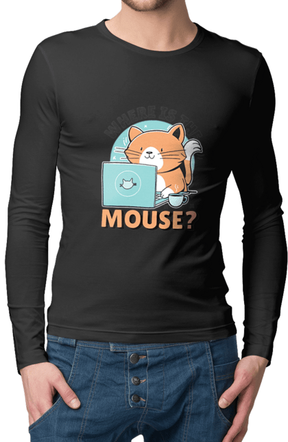 Чоловічий лонгслів з принтом "Де миша?". Angular, c, css, html, it, javascript, jquery, php, python, react, svelt, vue, айтишник, айті, гумор, код, кодувати, прогер, програміст, програмісти, ти ж, ти ж програміст, тиж програміст. 2070702