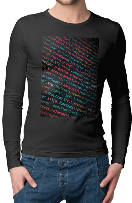 Чоловічий лонгслів з принтом "Код". Angular, c, css, html, it, javascript, jquery, php, python, react, svelt, vue, айтишник, айті, гумор, код, кодувати, прогер, програміст, програмісти, ти ж, ти ж програміст, тиж програміст. 2070702