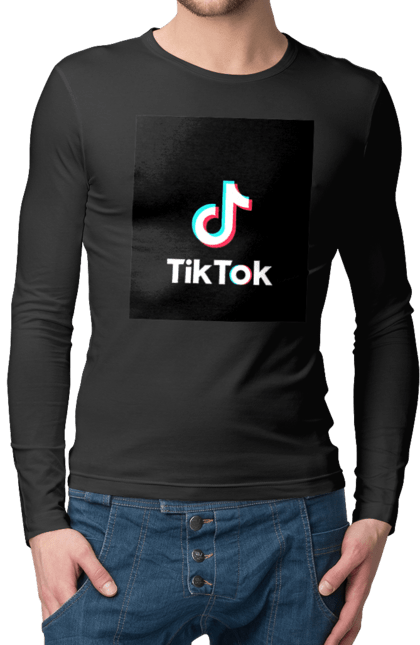 Чоловічій лонгслів з принтом "TikTok". 2022, tiktok, актуально, модно, футболка. CustomPrint.market