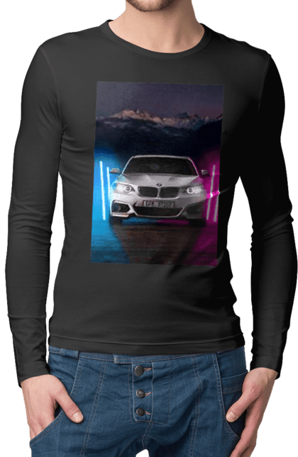 Чоловічий лонгслів з принтом "БЕХА". Беха, в машину, красота, птн пнх, фонарі. 2070702