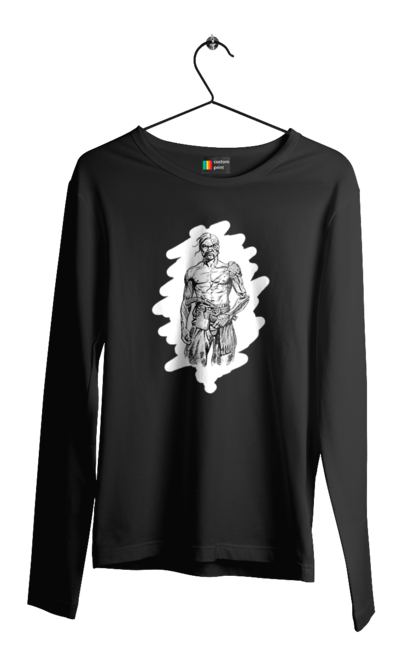 Men`s longsleeve with prints Cyborgs of ukraine. Cossack, cyborg, forelock, patriot, pistol, ukrainian, vusa, zbroya. 2070702