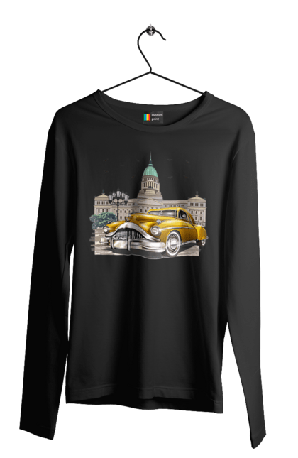 Чоловічий лонгслів з принтом "Автомобіль та архітектура модерн". Автомобіль, архітектура, модерн. 2070702