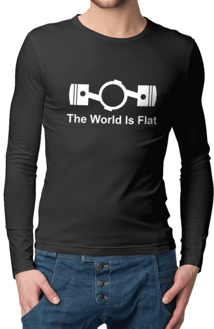 Чоловічий лонгслів з принтом "World Flat". Авто, деталь, машини. 2070702