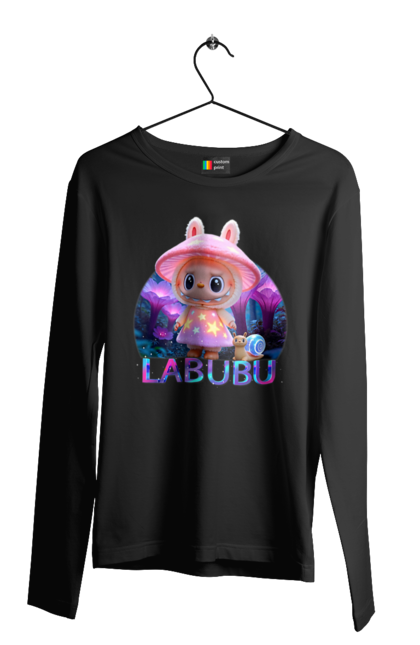 Чоловічий лонгслів з принтом "Лабубу". Брелок лабубу, іграшка лабубу, лабубу, лабубу кока кола, лялька лабубу, мерч лабубу, мила, рожева лабубу, смішна лабубу. 2070702
