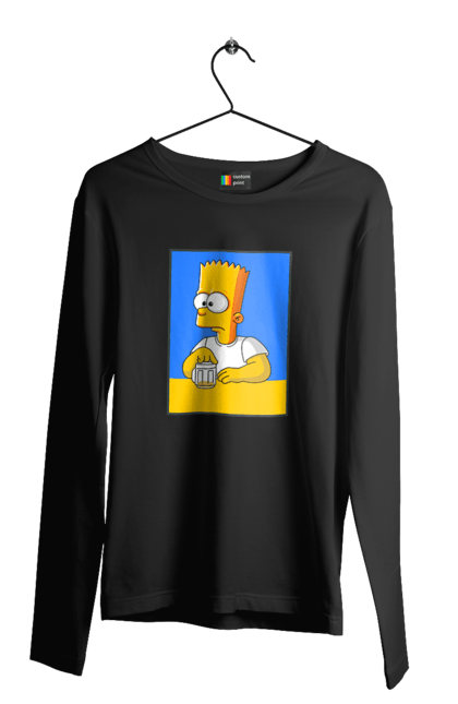 Чоловічий лонгслів з принтом "Барт любитель пива". Барт, барт сімпсон, мультперсонажі, мультфільми, сімпсони, український прапор. 2070702