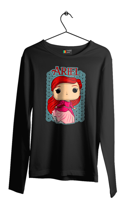 Мужской лонгслив с принтом Ариэль. Ariel, little mermaid, ариэль, принцесса, русалочка, сказка. 2070702