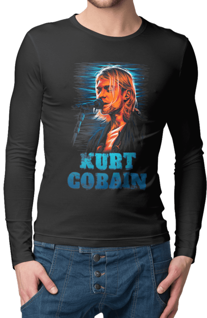 Men's longsleeve with prints Kurt Cobain. Cobain, group, kurt, kurt cobain, music, nirvana, rock. 2070702