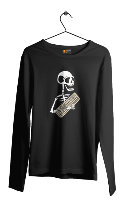 Чоловічий лонгслів з принтом "Вічний кодер". Ай ті, айтішник, бінарний, код, програміст, розробник, хакер. 2070702