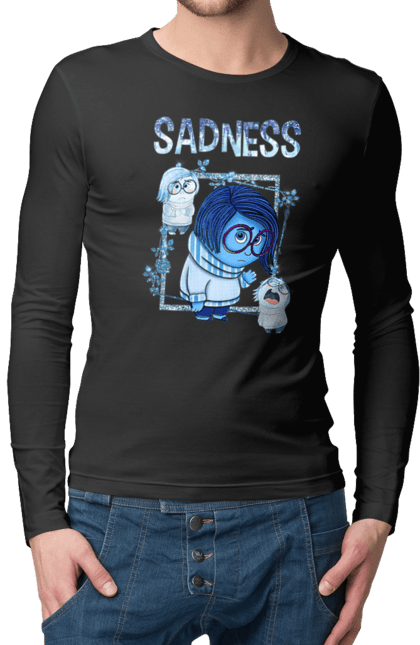 Men's longsleeve with prints Inside Out Sadness. Cartoon, emotions, inside out, pixar, sadness. 2070702