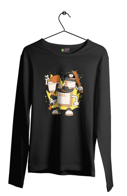 Чоловічий лонгслів з принтом "Ctrl alt del Програмерський екшен". 404, andoid, aws, backend, c++, cloud, css, data, dev, devops, frontend, geek, git, github, go, golang, google, hacker, html, ios, java, javascript, jquery, js, linux, nodejs, php, python, react, science, script, web, геймер, гік, дата, клавіши, код, компьютер, лінукс, мова, облако, пайтон, пингфин, программист, програмування, талисман, хакер. 2070702