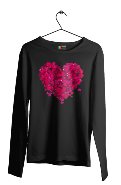 Чоловічий лонгслів з принтом "Серце З Пелюсток Троянди". Пелюстки, серце, троянда. 2070702