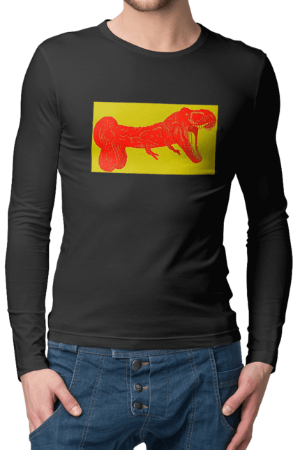 Чоловічий лонгслів з принтом "Член Динозавр". Динозавр, писюн, член. 2070702