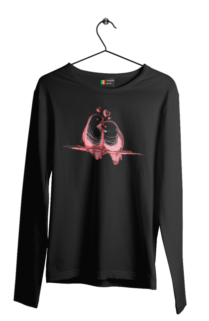 Чоловічий лонгслів з принтом "Закохані Попугайчики". Закохані, папуги. 2070702