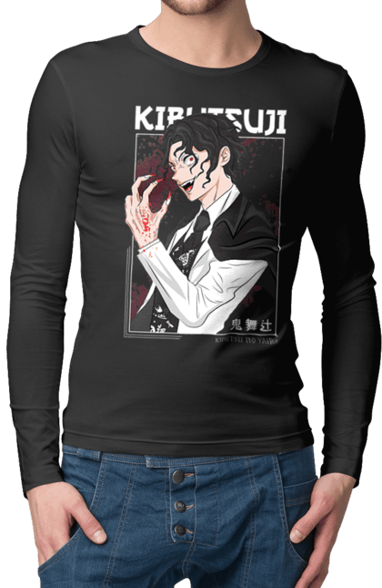 Men's longsleeve with prints Demon Slayer Muzan. Anime, demon slayer, eternal paradise faith, kimetsu no yaiba, manga, muzan, twelve kizuki, upper rank six. 2070702