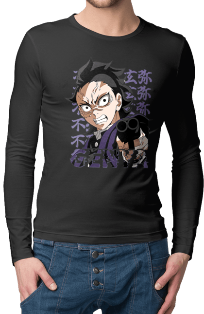 Men's longsleeve with prints Demon Slayer Genya Shinazugawa. Anime, demon slayer, genya, genya shinazugawa, kimetsu no yaiba, manga, аниме, истребитель демонов, манга. 2070702