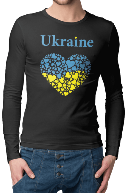 Чоловічий лонгслів з принтом "Ukraine Heart". Прапор, серце, україна. 2070702