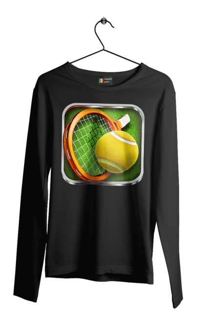 Чоловічий лонгслів з принтом "Теніс". Великий теніс, гравці, лондон, м`яч, призовий фонд, ракетка, спонсор, турнір на ґрунті, турнір на траві, турнірна сітка. 2070702