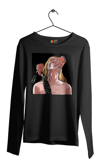 Чоловічий лонгслів з принтом "Дівчина У Полоні Чоловіка З Батогами". Батіг, пристрасть, смоктати. 2070702