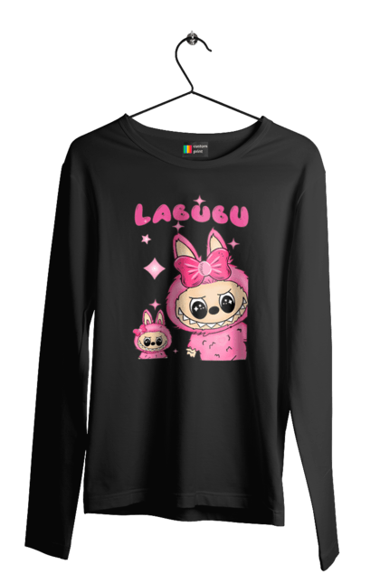 Чоловічий лонгслів з принтом "Лабубу". Іграшка лабубу, лабубу, лабубу кока кола, мерч лабубу, мила, рожева лабубу, смішна лабубу. 2070702